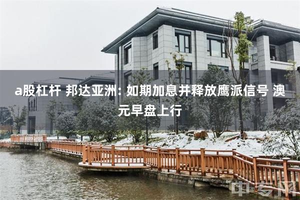 a股杠杆 邦达亚洲: 如期加息并释放鹰派信号 澳元早盘上行