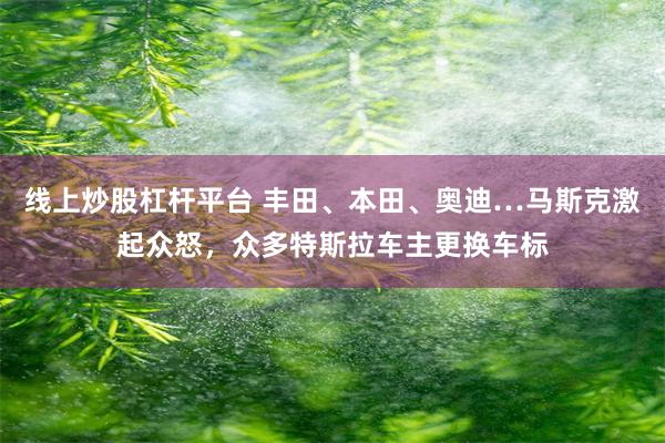 线上炒股杠杆平台 丰田、本田、奥迪…马斯克激起众怒，众多特斯拉车主更换车标