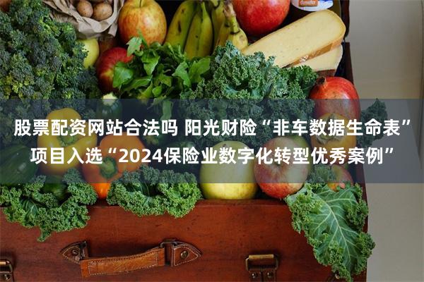股票配资网站合法吗 阳光财险“非车数据生命表”项目入选“2024保险业数字化转型优秀案例”